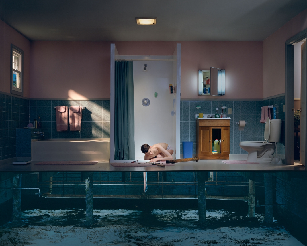 Gregory Crewdson, Untitled (boy with hand in drain), 2001-2002