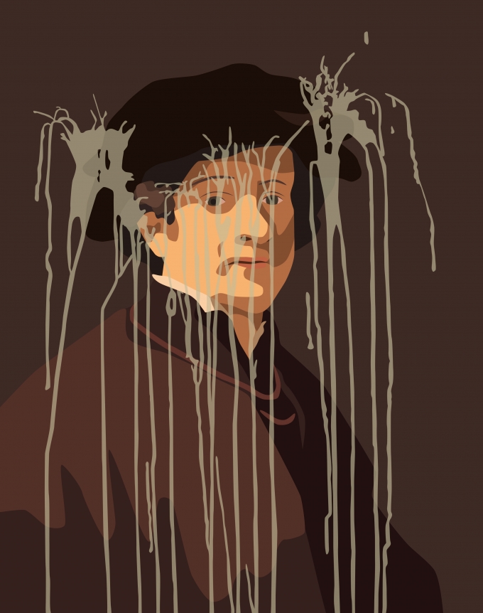 Self-Portrait with Black Beret and Gold Chain, Kota Ezawa, Christopher Grimes Gallery