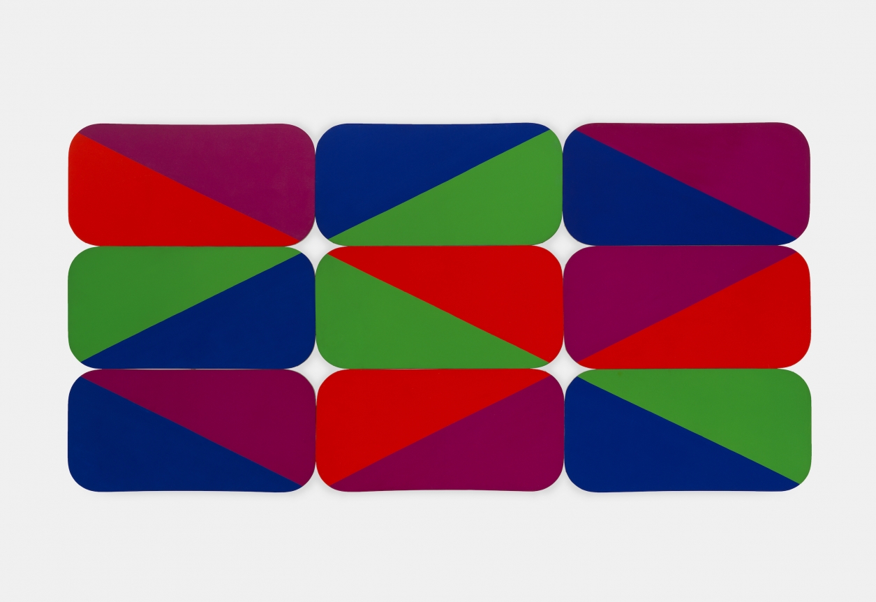Leon Polk Smith, 2 diamonds 2x's 9 Rectangular Modulars, 1969