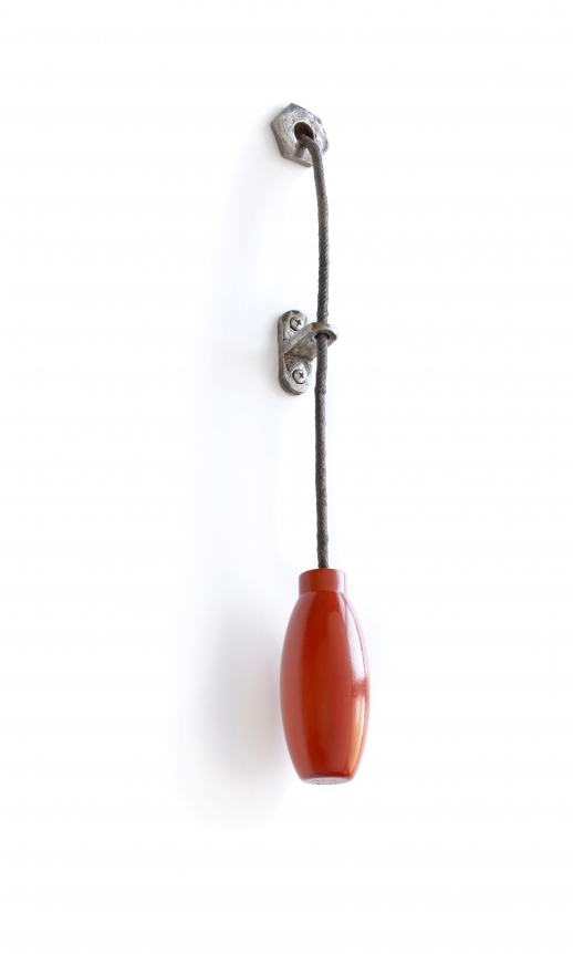 Malia Jensen Emergency Brake 1 Turned walnut, enamel, wax, cotton cord, bronze