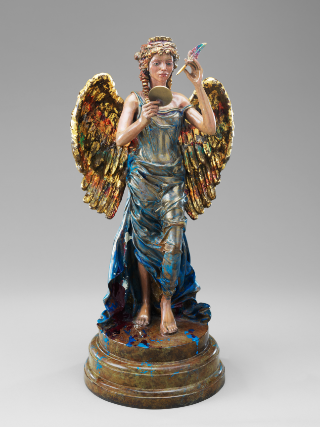 Maquette for Recording Angel, 2008, Patinated and gilded bronze