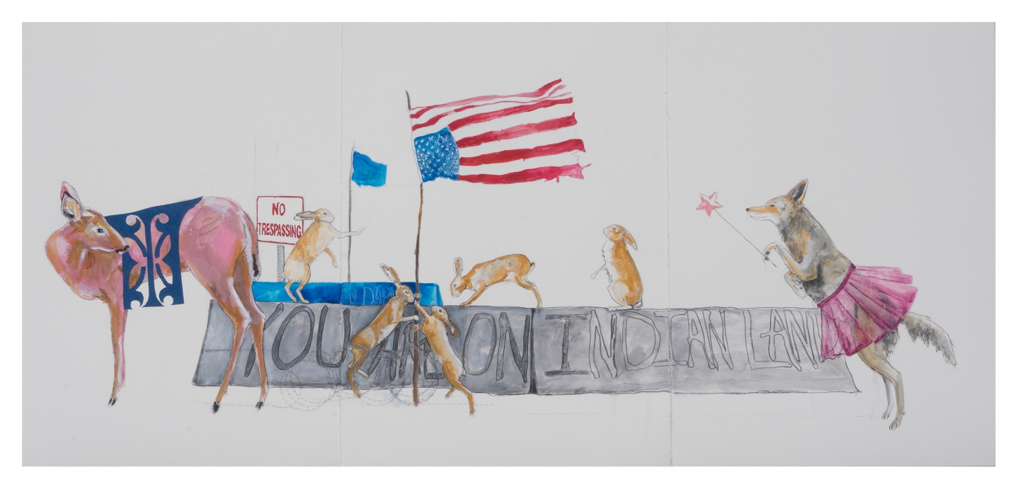 You are on Indian Land, 2017, Mixed media on paper