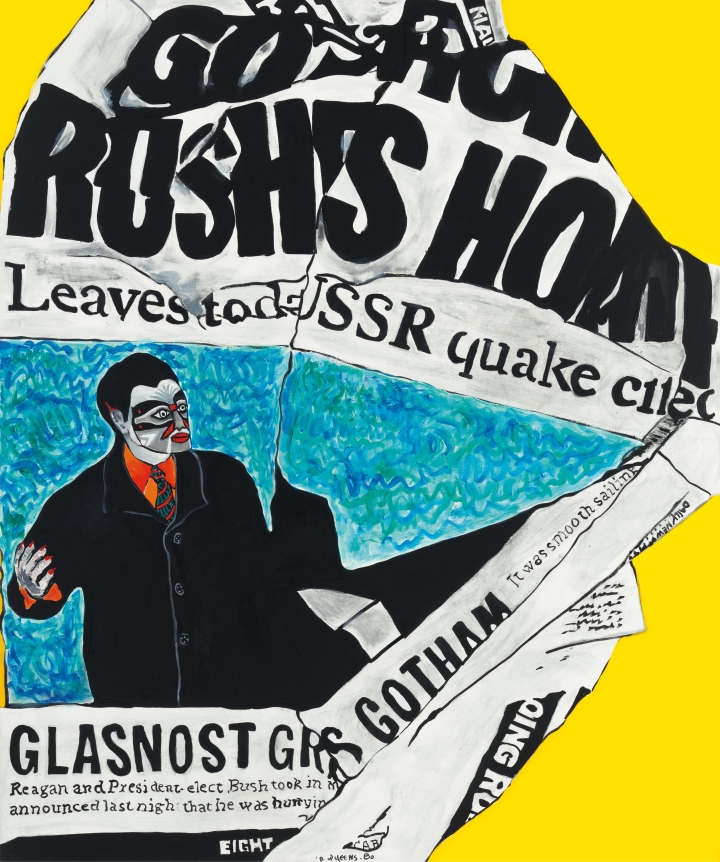 Glasnost, 1988 Acrylic and paper collage on canvas