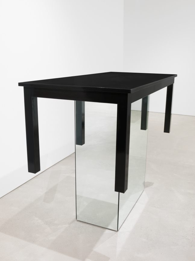 A Table with 90 Coats of Paint, 2016, Enamel on eastern maple and plywood, mirrored glass