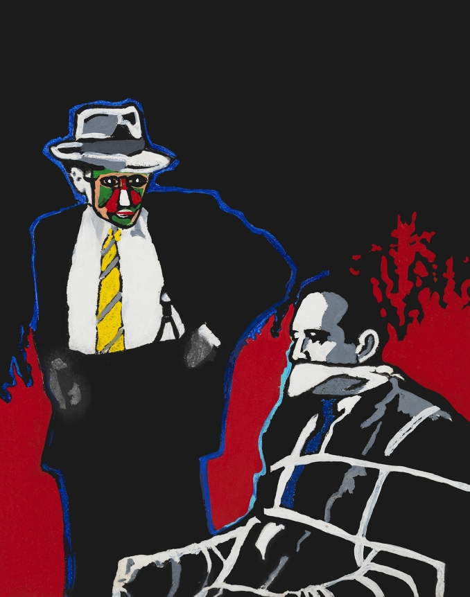 You Ain't Gettin' Out of Here Alive, 1988, Acrylic and paper collage on canvas