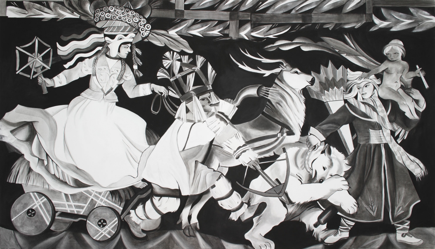 Zofia Stryjenska, 2008. Gouache on canvas, 90.55 x 157.48 inches (230 x 400 cm).