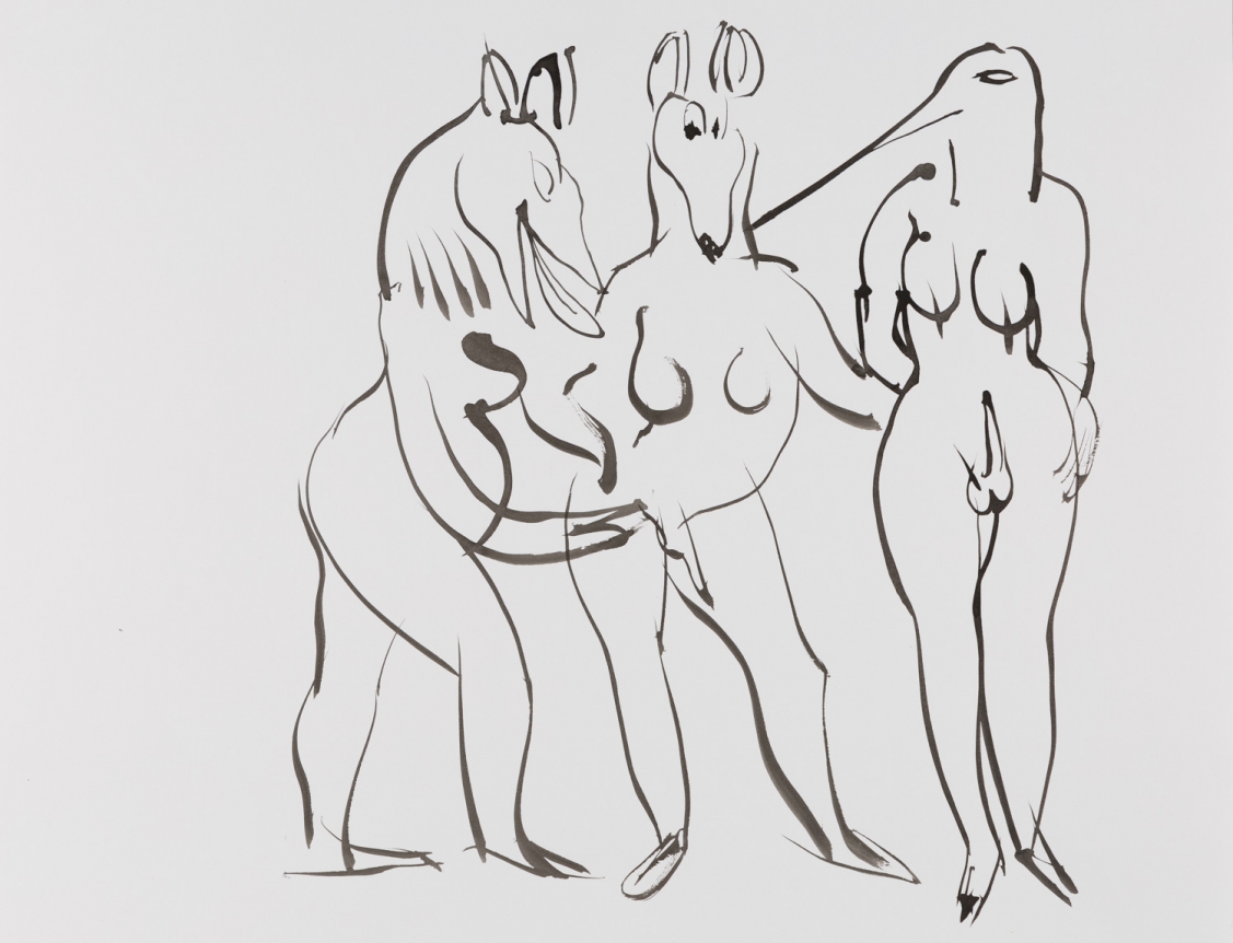 Tropics of Love, 2014. Ink on paper mounted to dibond, 19 3/8 x 25 1/8 inches (49.2 x 63.8 cm).