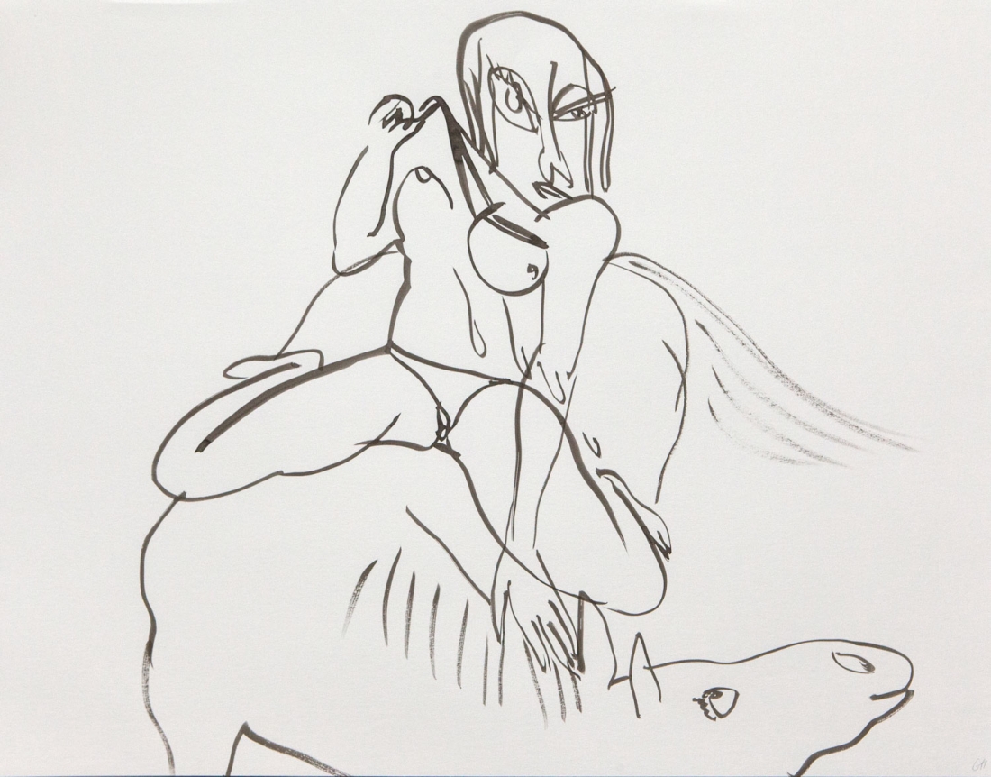 Tropics of Love, 2014. Ink on paper mounted to dibond, 19 3/8 x 25 1/8 inches (49.2 x 63.8 cm).