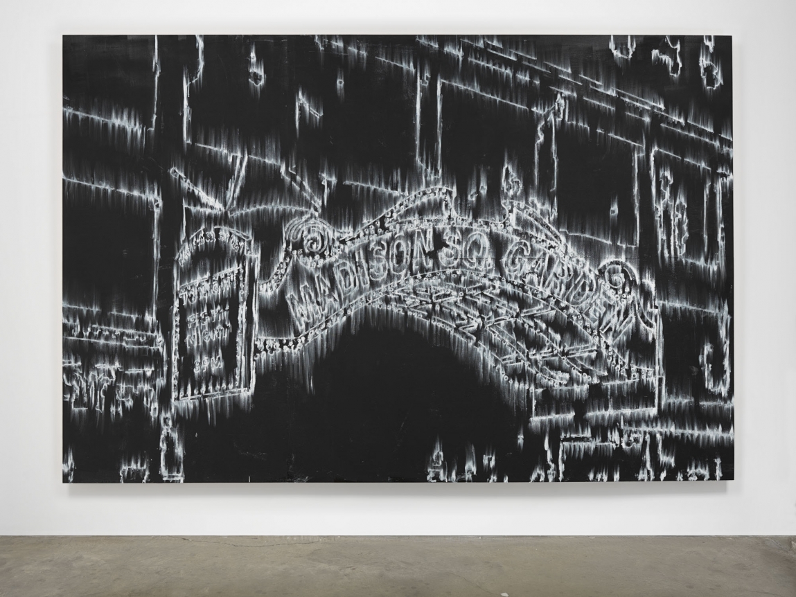 Fight Night, 2014. Enamel on wood, 96 x 144 inches (243.8 x 365.8 cm).