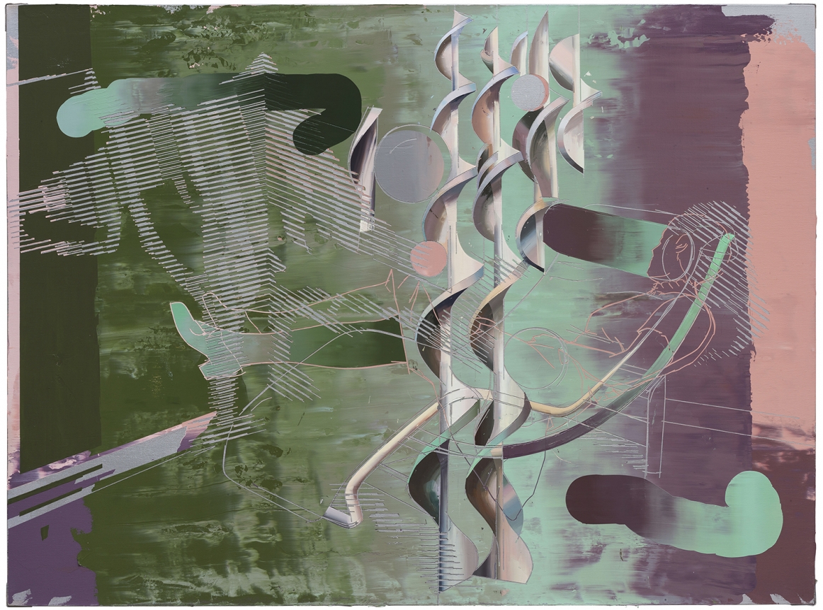 Spiral Recliner, 2017. Acrylic on canvas, 78 x 59 inches (200 x 150 cm).