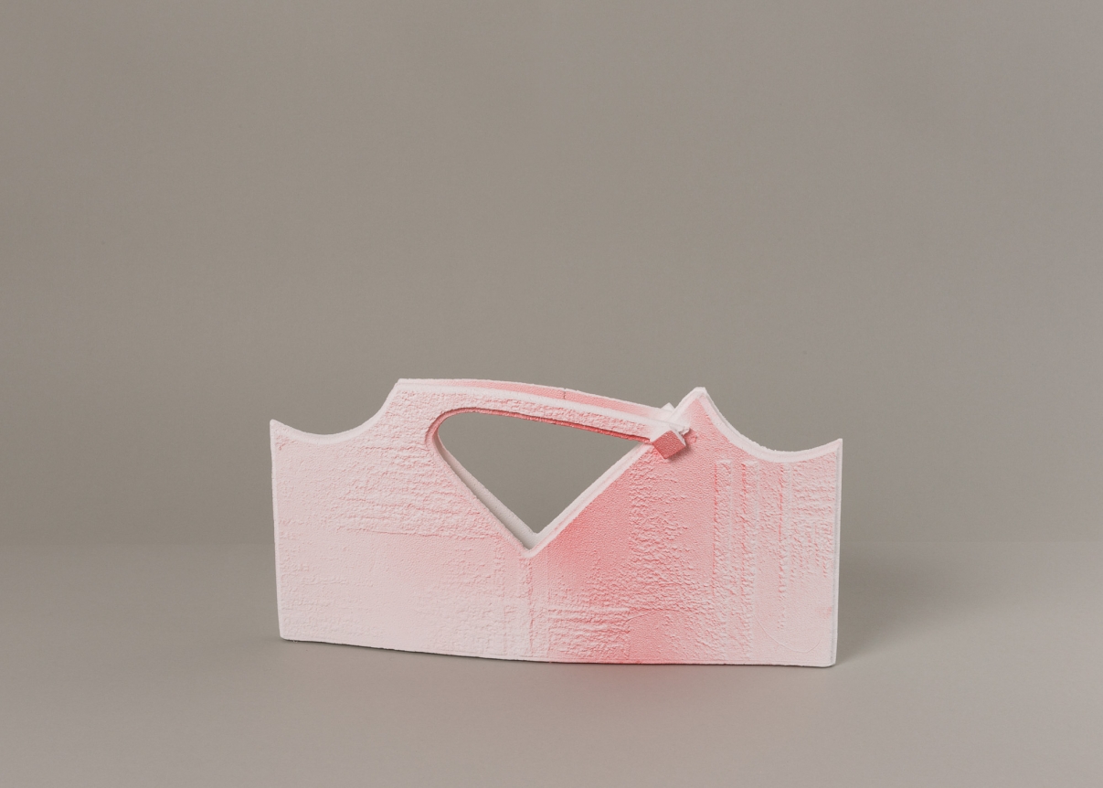 Handbag, 2013/14., Polystyrene, acrylic paint, 9.45 x 19.29 x 2.56 inches (24 x 49 x 6.5 cm).