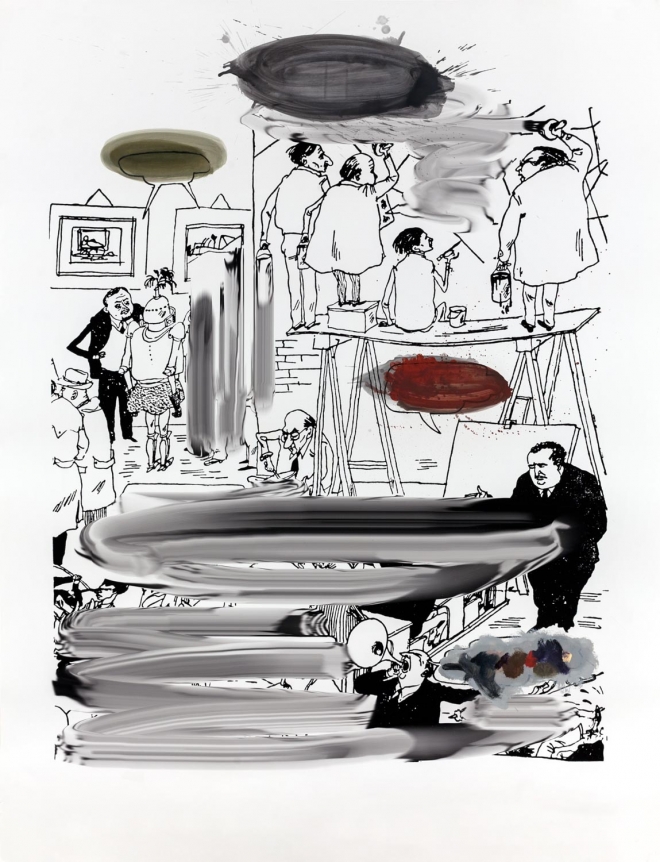 Problems with Predecessor, 2013-2014. Inkjet print, Oil paint, Image 78 3/4 x 59 inches (200 x 149.9 cm), Frame 79 1/2 x 61 1/8 inches (201.9 x 155.3 cm).