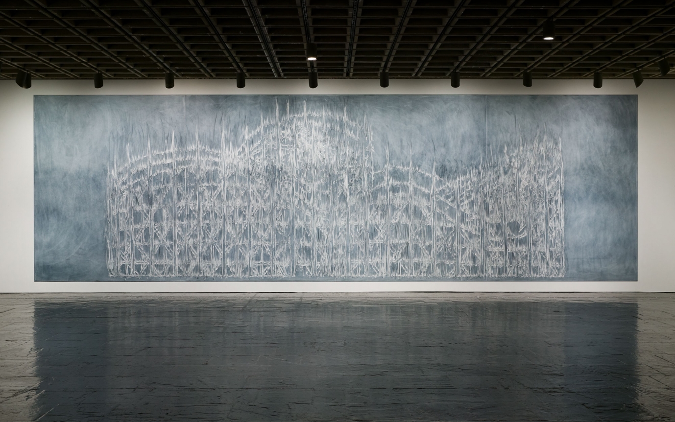 Ghoster, 1996. Paint & chalk (on wall), 156 x 545 inches (396.2 x 1384.3 cm).