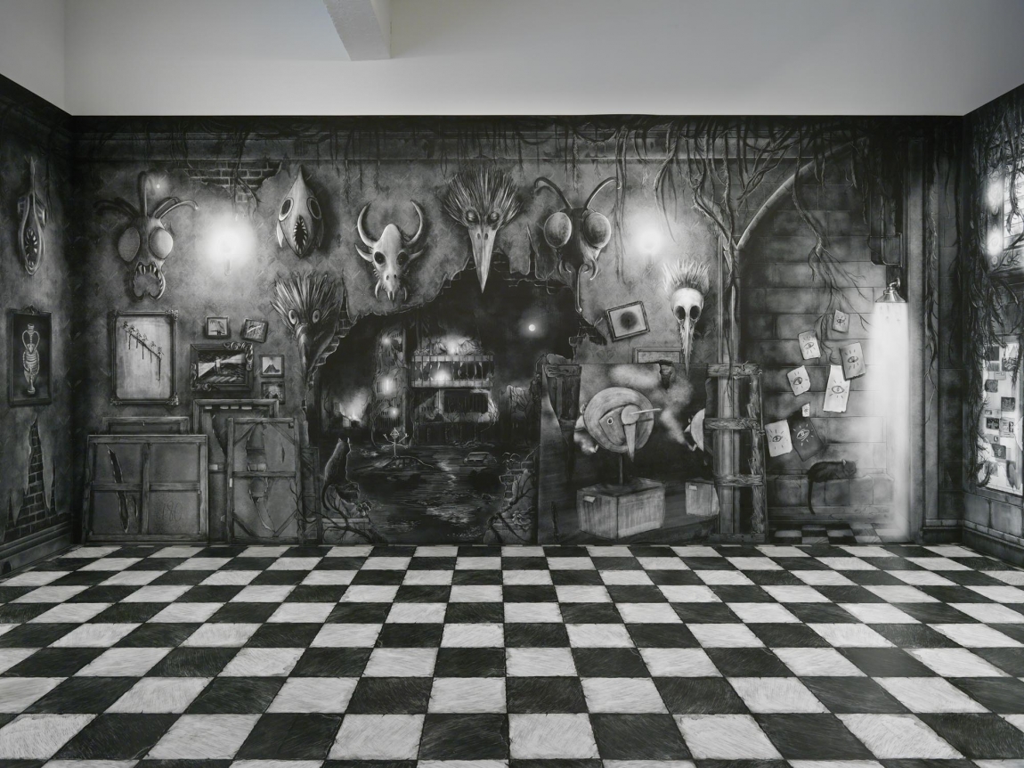 Alexandre Singh, A Gentle Horror. Installation view, 2019. Metro Pictures, New York.