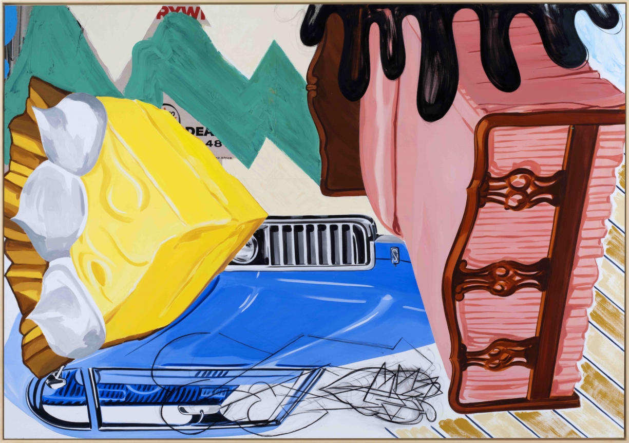 David Salle Green Zowie, 2017