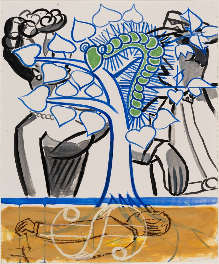 David Salle Untitled 2020 ink, acrylic and oil bar on paper