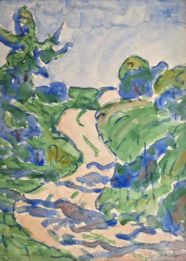 Allen Tucker 1927 watercolor "The Country Lane".