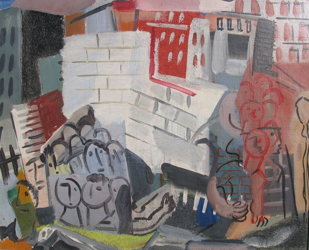 Vaclav Vytlacil City Scene with Faces (1932) Casein tempera on canvas, 20" x 24"