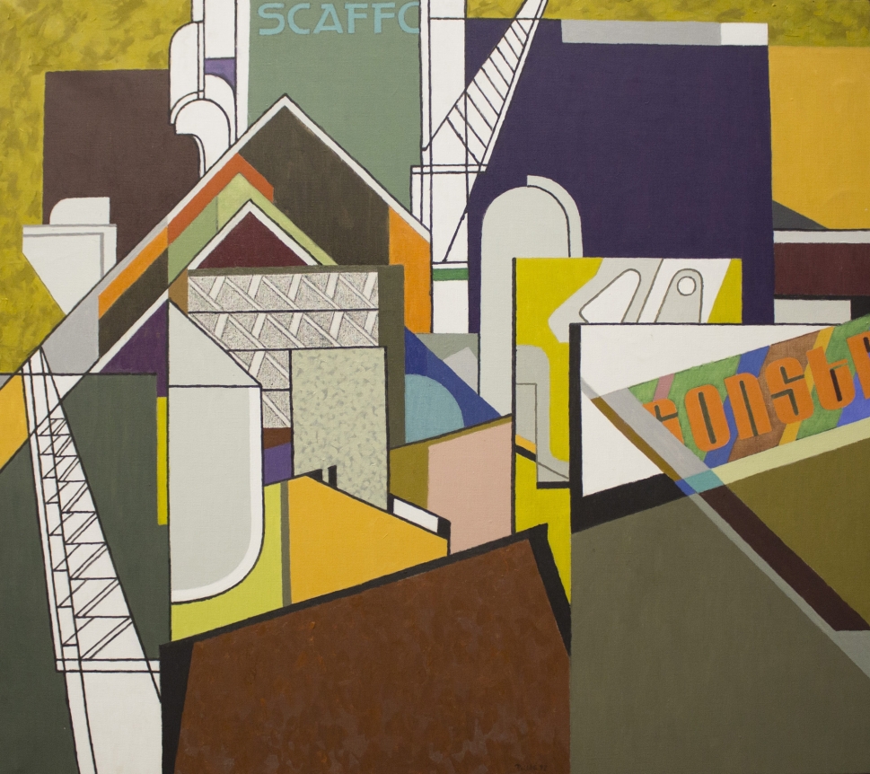 Oil painting entitled "Urban Construction No.8" by Easton Pribble.