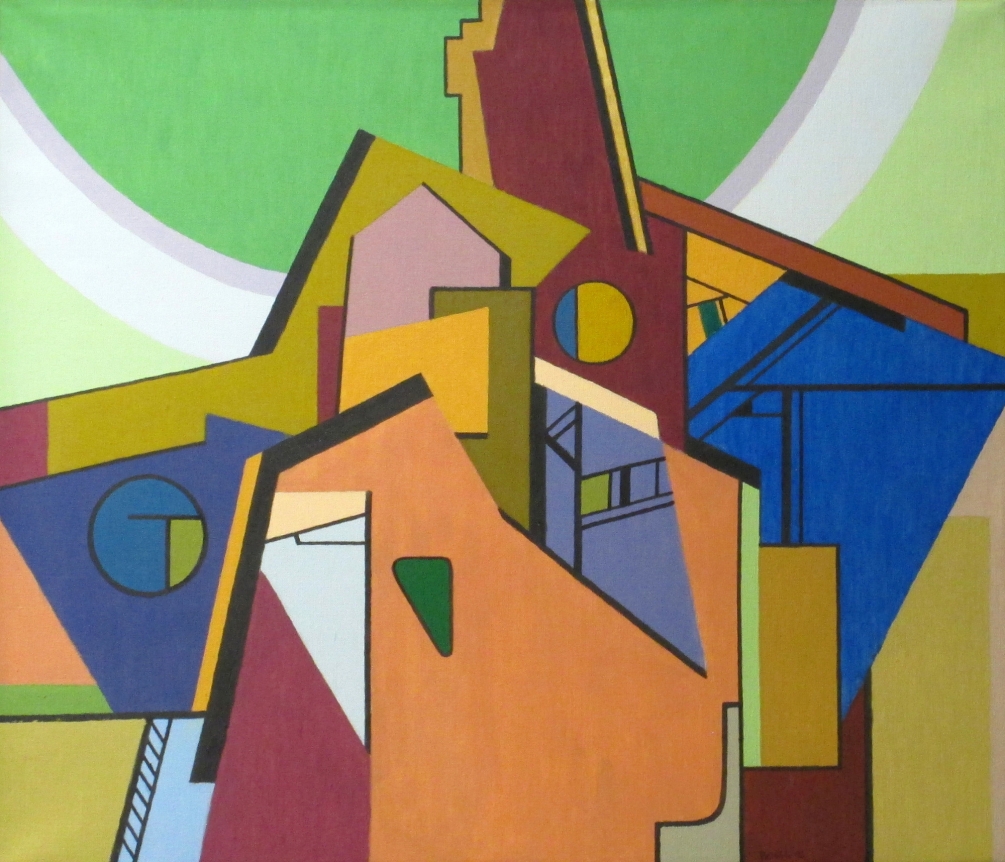Oil painting entitled "Urban Construction #7" by Easton Pribble.