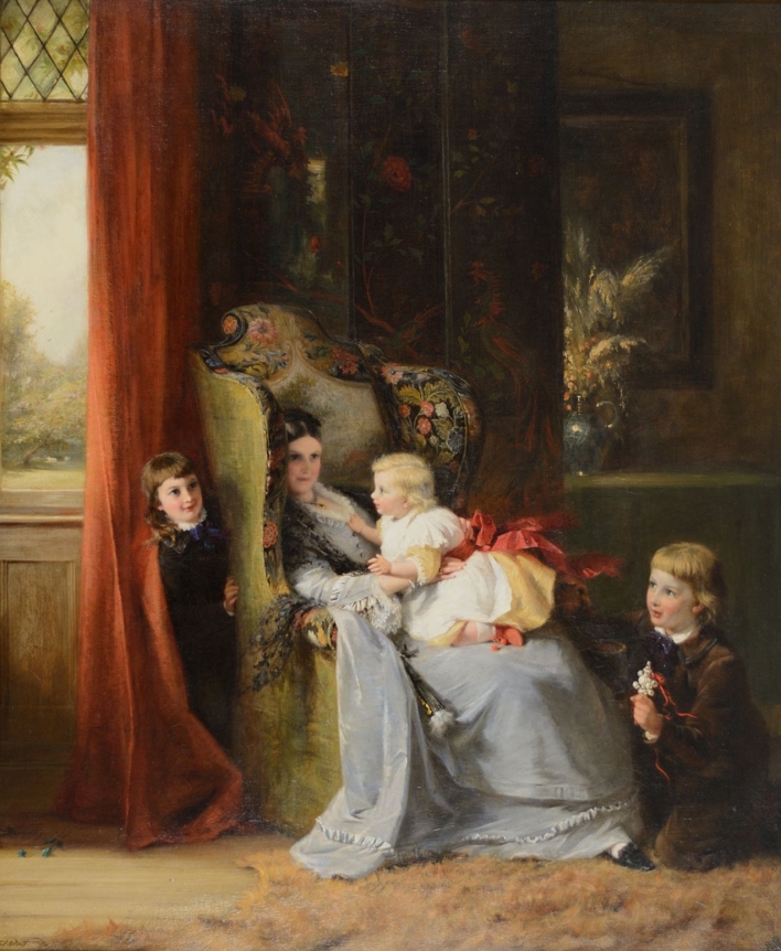 Oil painting entitled "Hide and Seek" by George Bernard O'Neill.