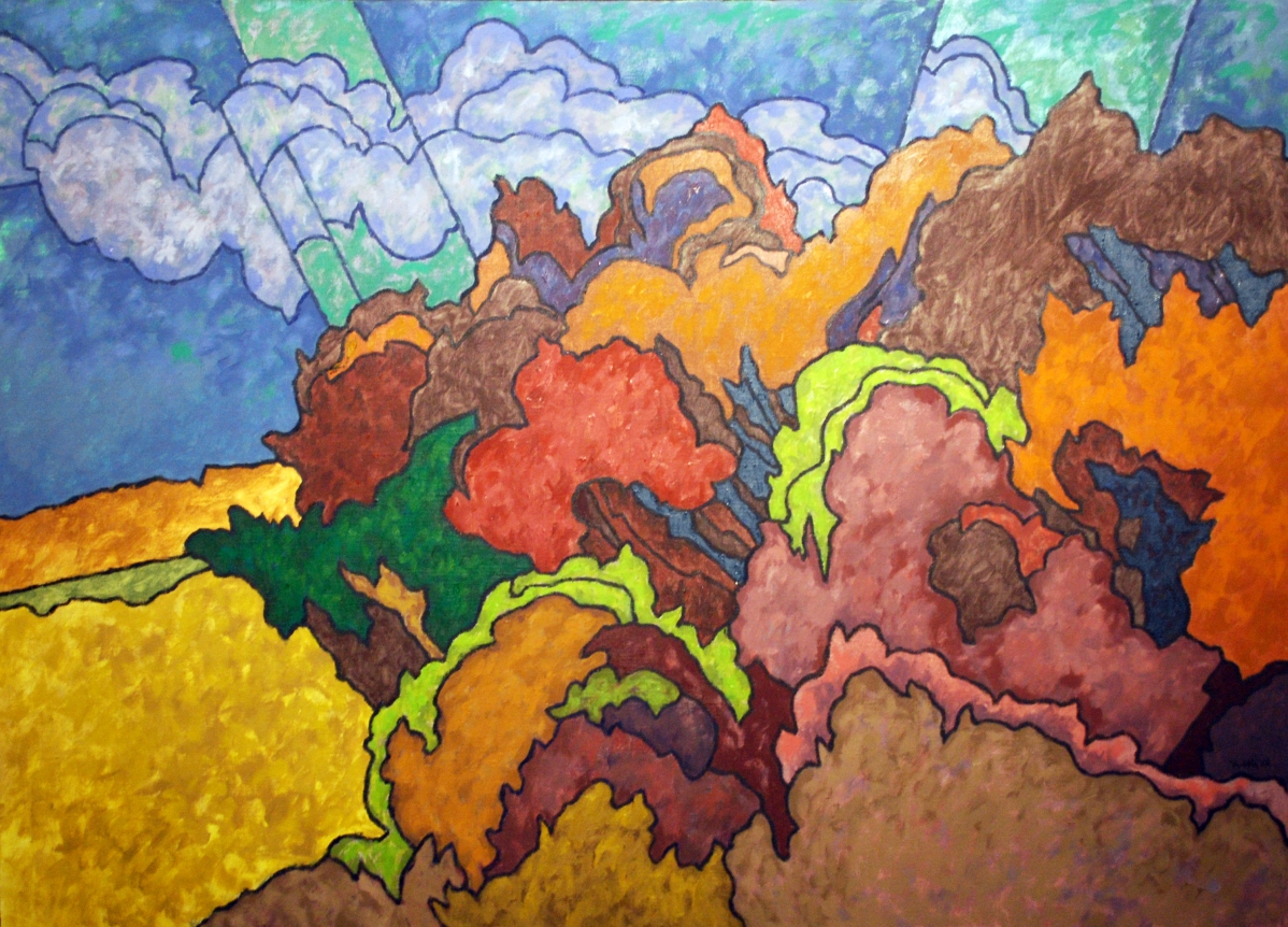 Oil painting entitled "Mohawk Wooded Slopes" by Easton Pribble.
