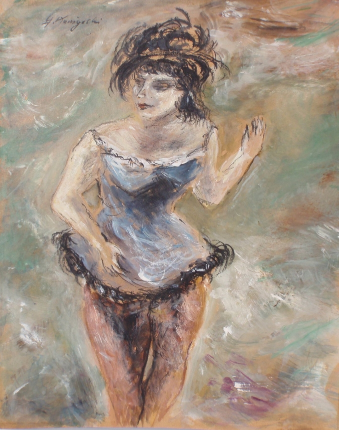 Gouache painting by Yasuo Kuniyoshi entitled "Circus Girl".