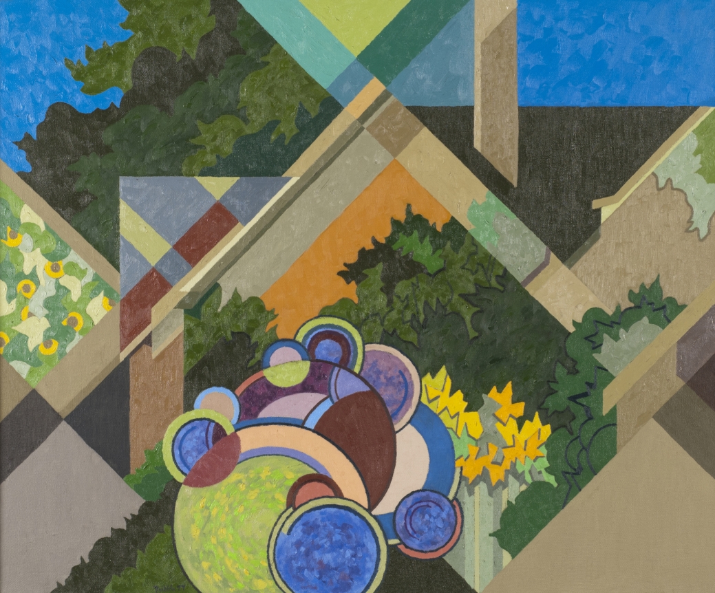 Oil painting entitled "American House and Garden" by Easton Pribble.