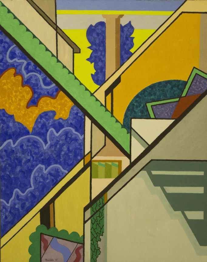 Oil painting entitled "Suburban View #8" by Easton Pribble.