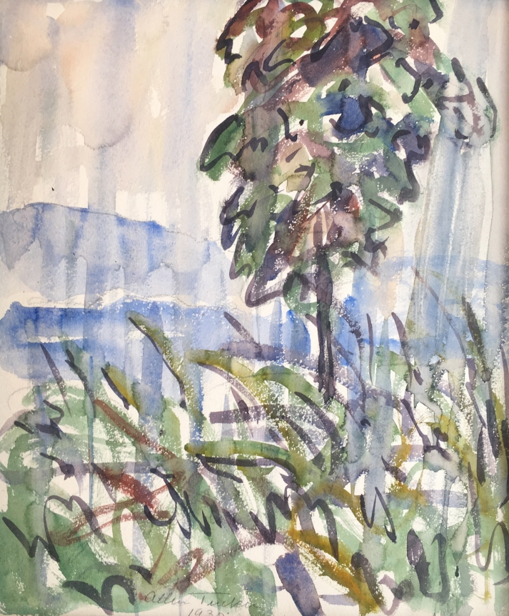 Allen Tucker watercolor called "The Rainstorm".