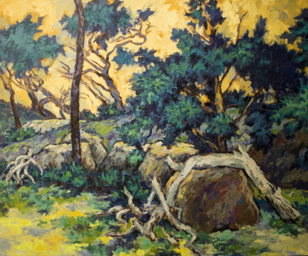 Oil painting of landscape near Blue Hill, Maine by Easton Pribble.