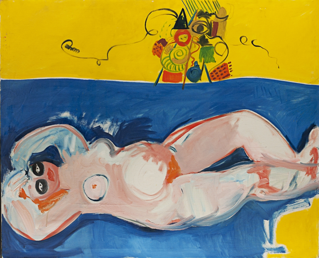 Oil painting entitled "Blue and Yellow" by Miriam Laufer.