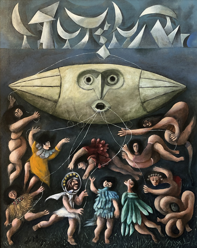 Oil painting entitled "Lords of the Sky" by Julio De Diego.