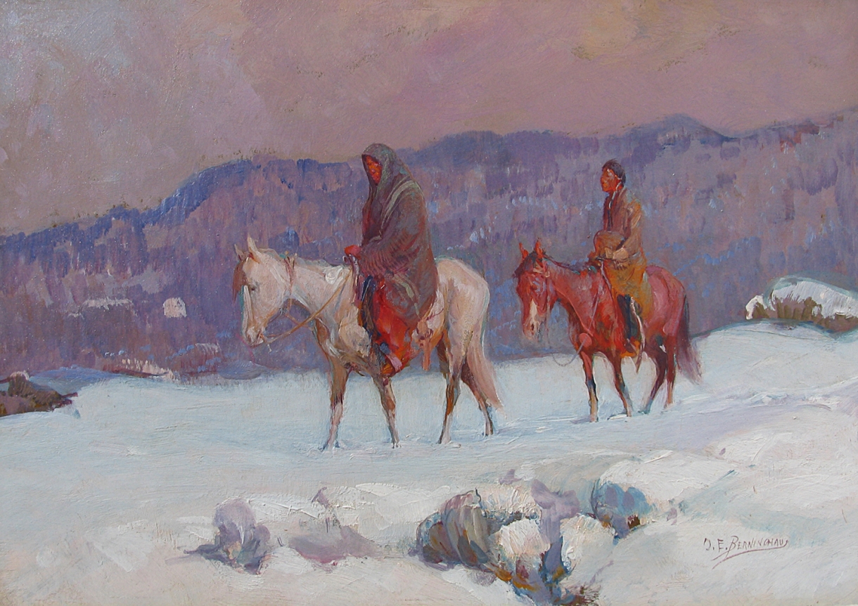 Oscar Berninghaus painting "The Snow Covered Trail".
