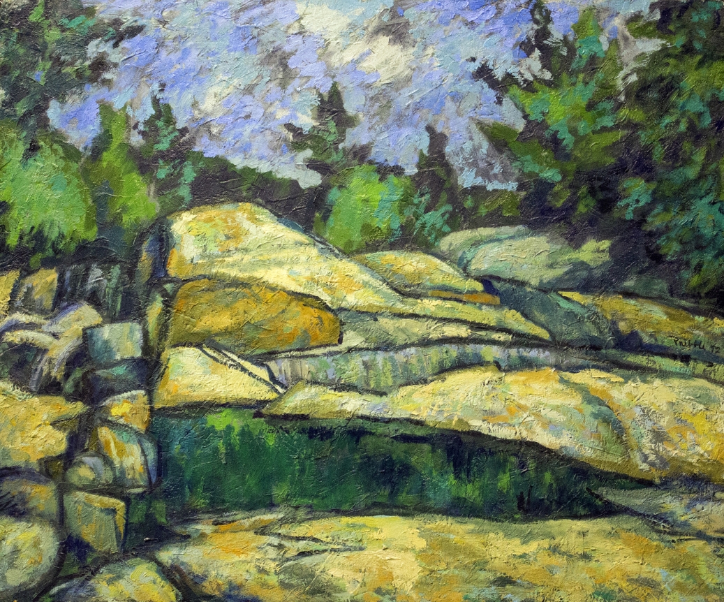 Oil painting of the Moose River pool at Lyonsdale by Easton Pribble.