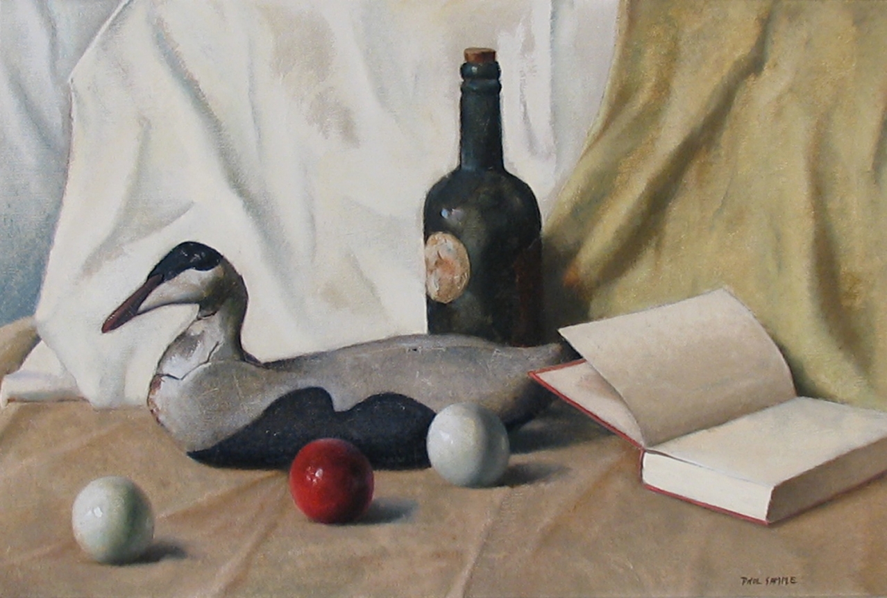 Paul Sample oil painting titled "The Wood Decoy" from circa 1955.