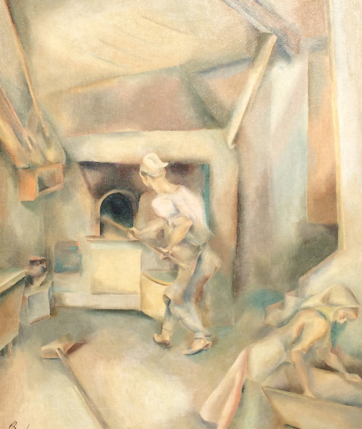 John Barber oil painting "Bread Bakers".