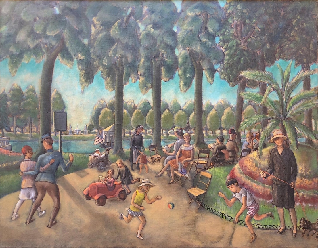 Oil painting by William Palmer entitled "Parisian Park".