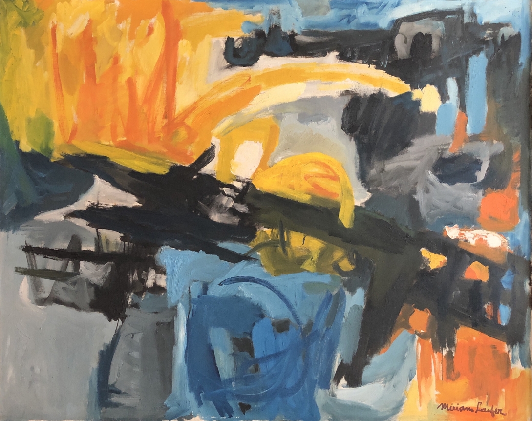 Miriam Laufer oil painting entitled "Composition in Blue" by Miriam Laufer.