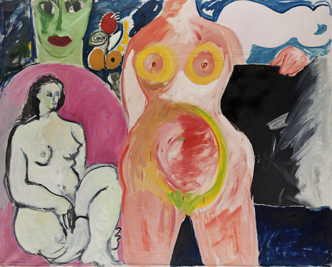 Oil painting entitled "Pink Torso" by Miriam Laufer.