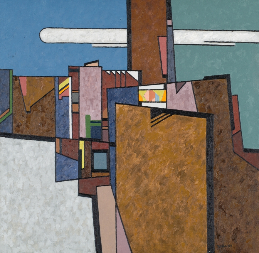 Oil painting entitled "Urban Construction 1" by Easton Pribble.