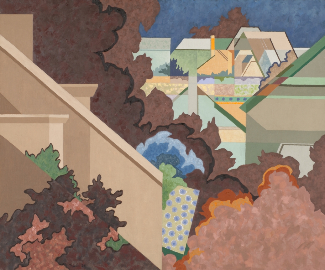 Oil painting entitled "The First Suburban View" by Easton Pribble.
