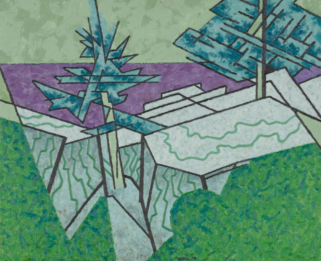 Oil painting of Bunkerhead on Cranberry Island by Easton Pribble.