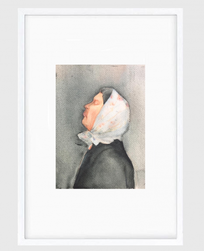 Sujith S.N. Untitled (Portrait) 7, 2020 Watercolor on paper 6 x 6.5 in