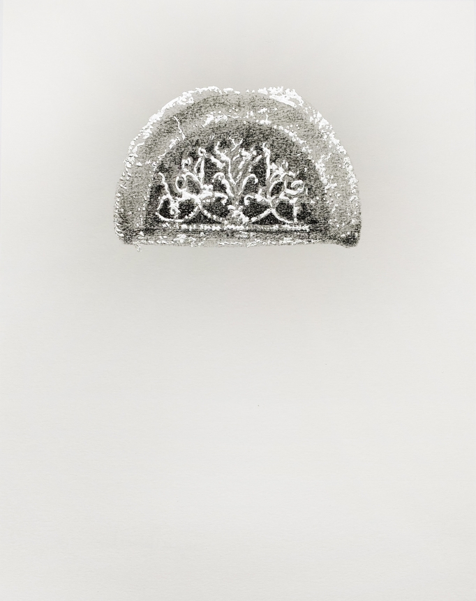 Najmun Nahar Keya Corinthian Dhaka (7) Charcoal, graphite, rabbit skin glue, silver, on Fabriano archival paper 11 x 14 in. 2019