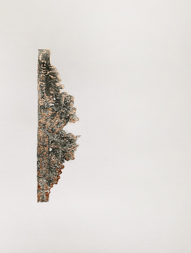 Najmun Nahar Keya Corinthian Dhaka (8) Charcoal, graphite, rabbit skin glue, copper, on Fabriano archival paper 11 x 14 in. 2019