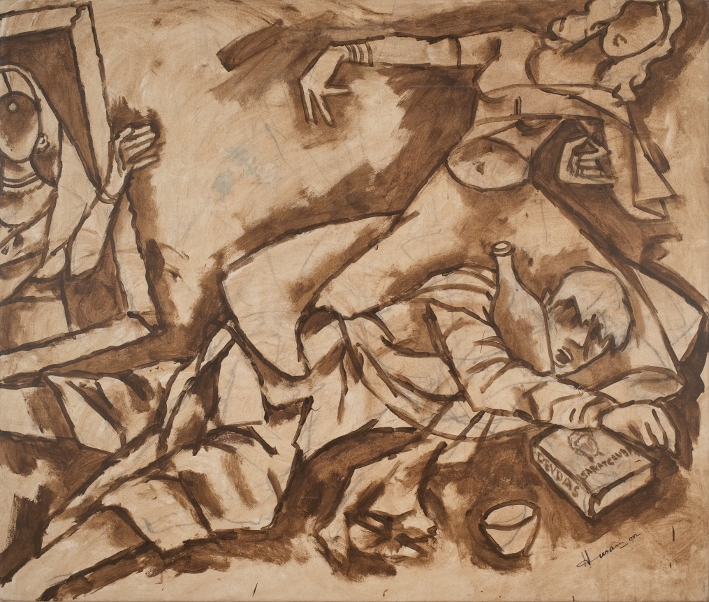 M. F. Husain Devdas 2002 Acrylic on canvas 60 x 70 in