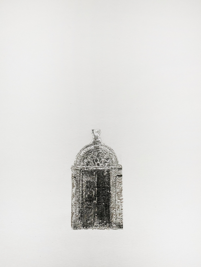 Najmun Nahar Keya Corinthian Dhaka (22) Charcoal, graphite, rabbit skin glue, silver, on Fabriano archival paper 11 x 14 2019