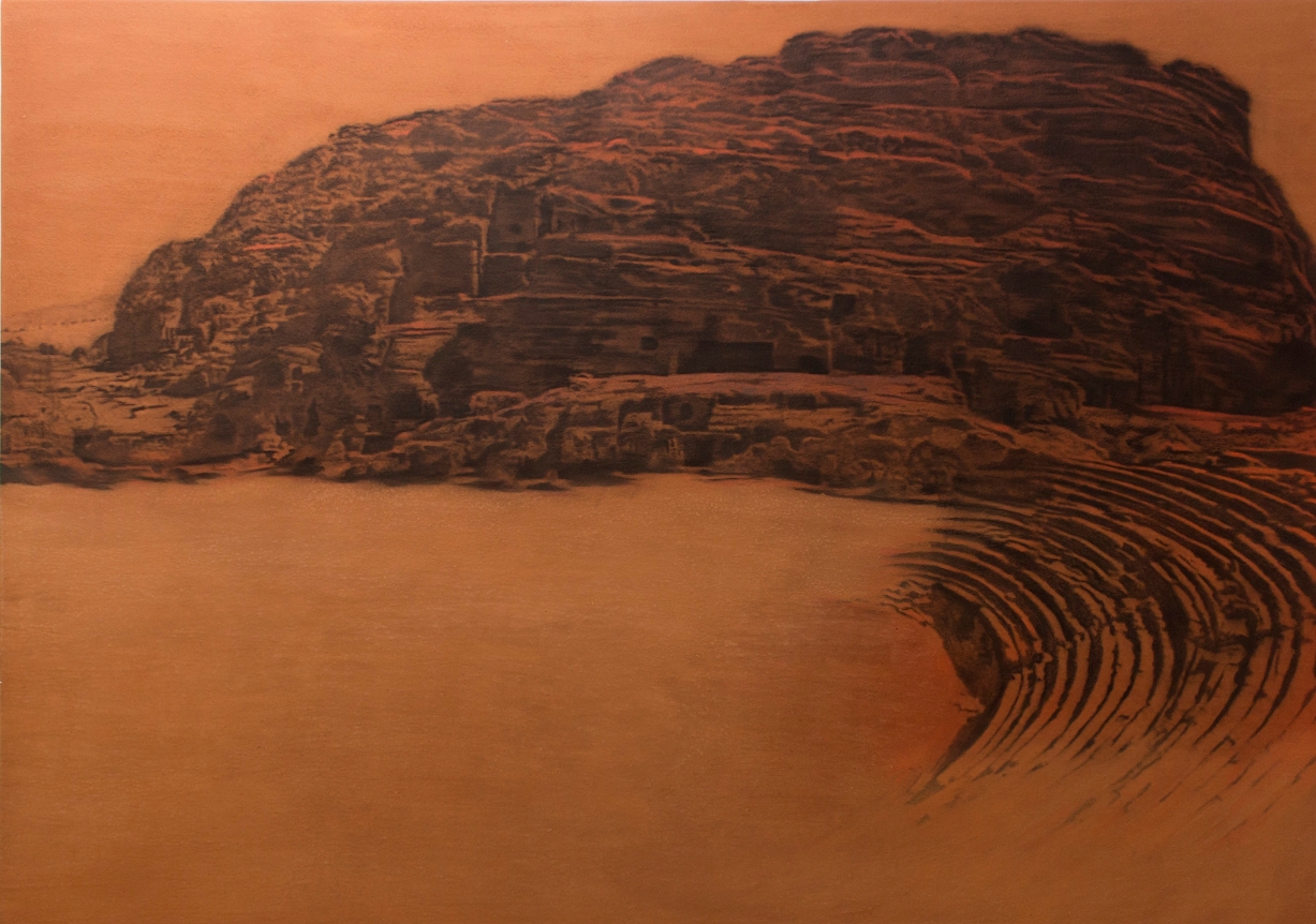Saad Qureshi All Our Yesterdays 2014 Charcoal, pastel, Indian ink on gaboon plywood 47 x 67 in.