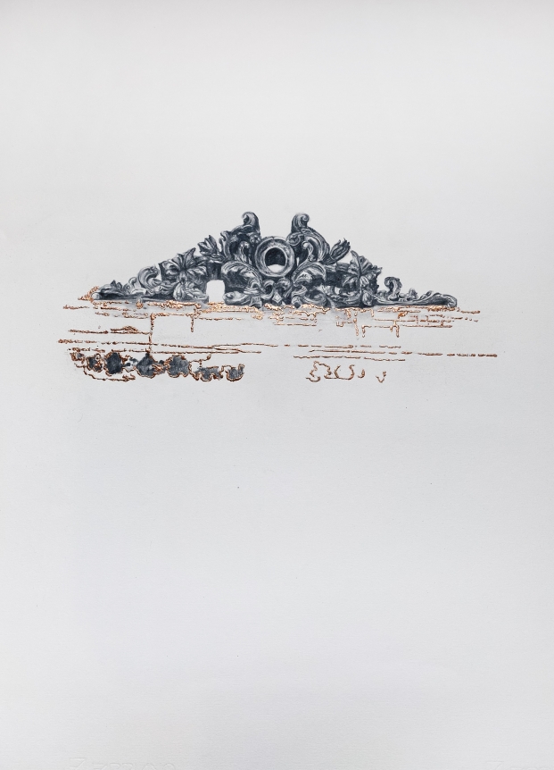 Najmun Nahar Keya Corinthian Dhaka (31) Charcoal, graphite, rabbit skin glue, copper, on Fabriano archival paper 28 x 20 2019